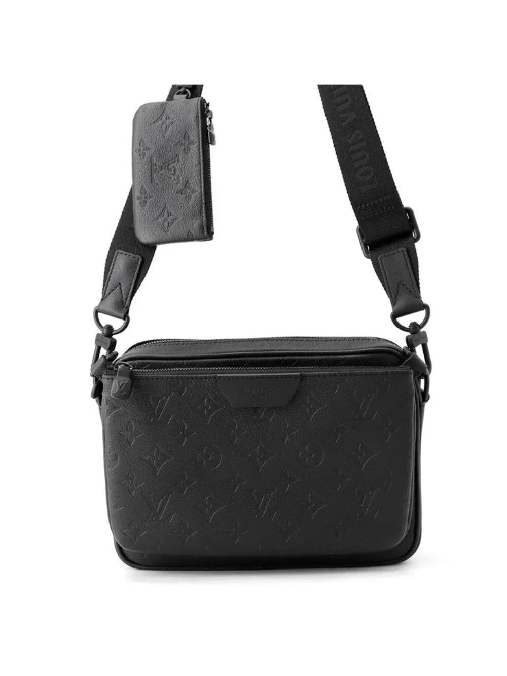 Louis Vuitton Shoulder Bag Monogram Shadow Trio Messenger M Black